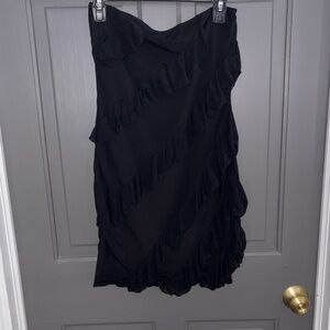 Elegant Black Ruffled strapless dress
